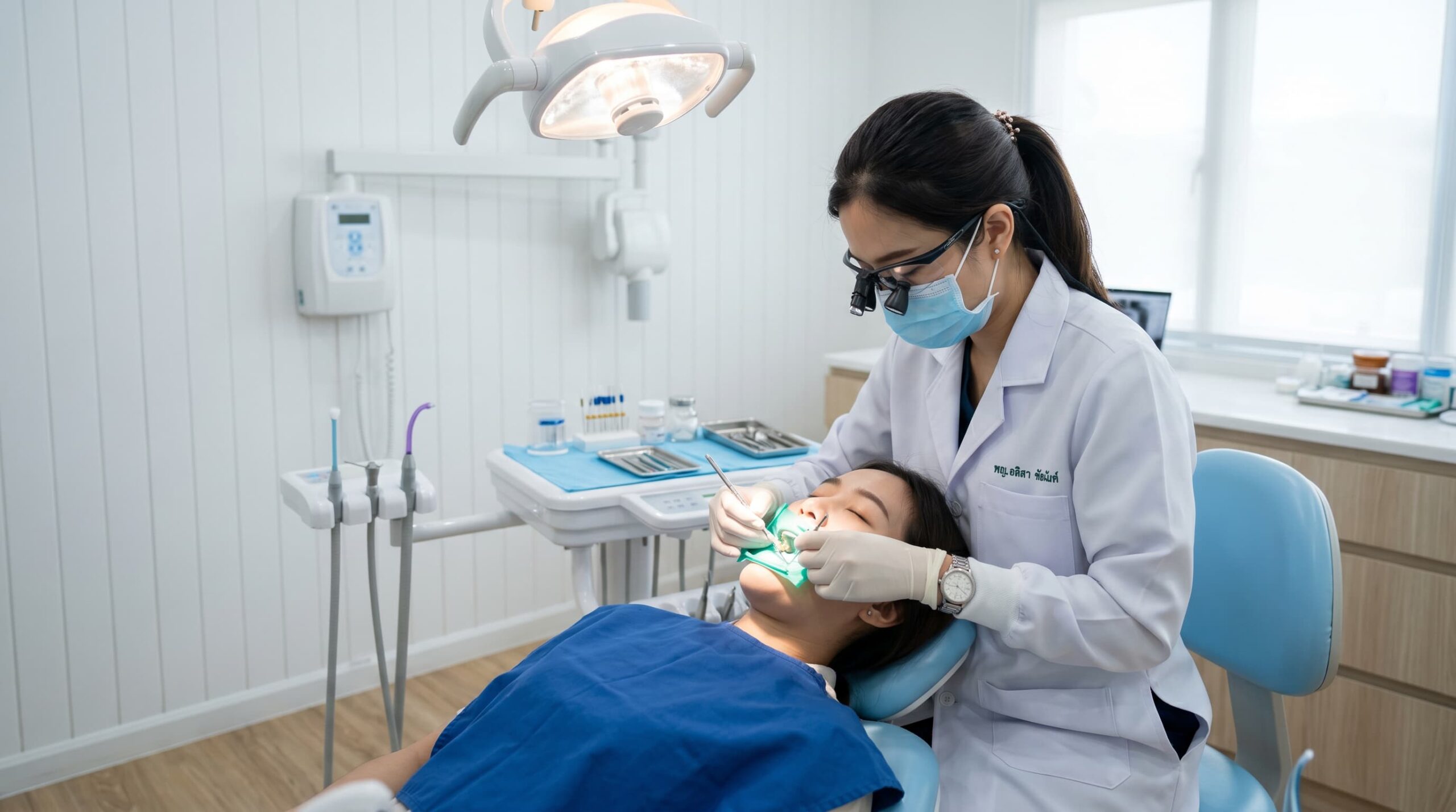 Dentist treating a patient at the Dental Veneer Bangkok clinic